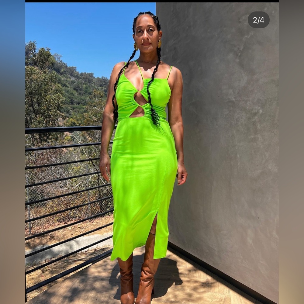 Neon green midi dress